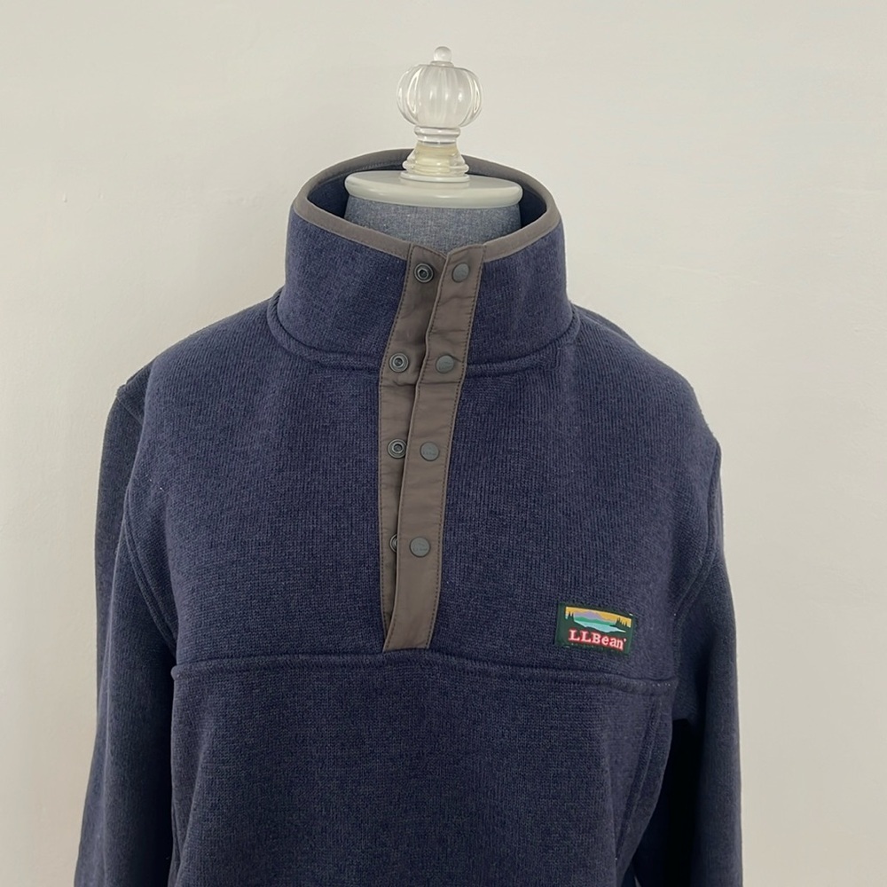Men's L.L.Bean Sweater Fleece Pullover Bright Navy Size Small - Picture 2 of 4